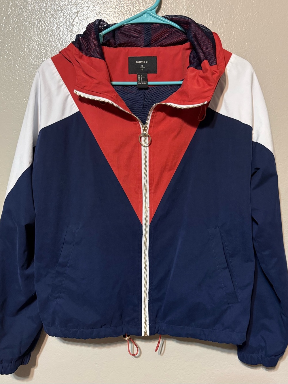 Forever 21 Women’s/Men's Multicolor Colorblock Hooded Windbreaker Size S